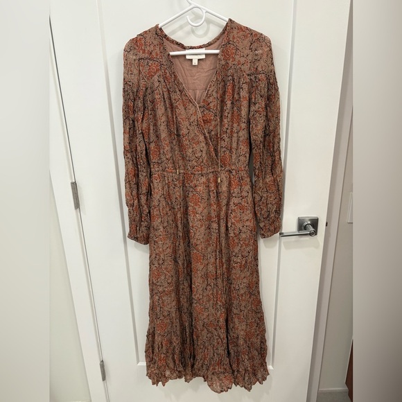 Cleobella Ophelia Floral Long Sleeve Crinkle Chiffon Midi Dress Size Medium - Picture 15 of 16